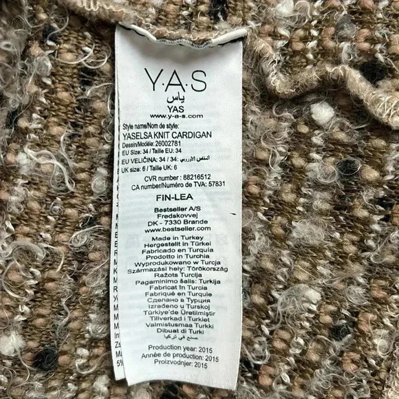 🔥Y.A.S.🔥 | Nude, black and white speckled wool blend knit cardigan - Picture 10 of 13